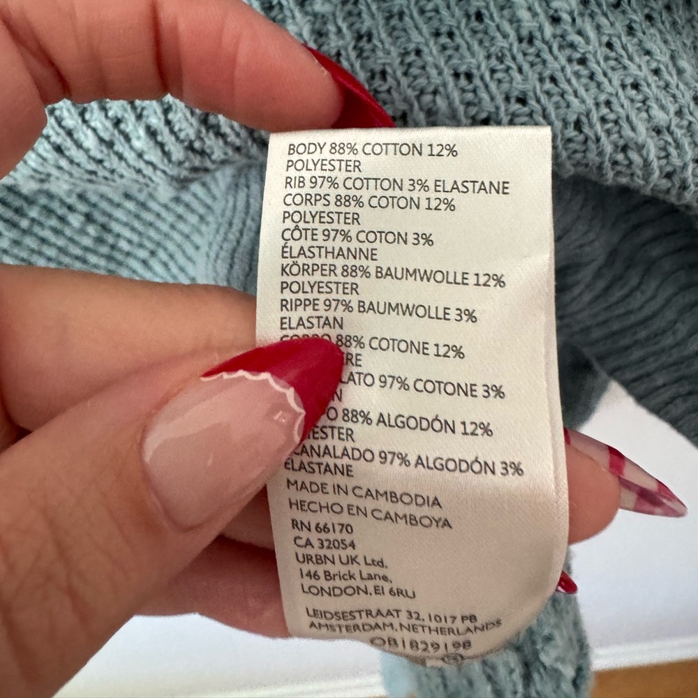 We The Free x Free People Teal Cowl Neck Sweater Small - Picture 6 of 7